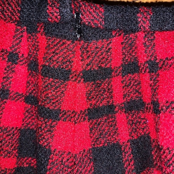 Jaegar Great Britain vintage wool pencil skirt red plaid holiday lined split - Picture 8 of 10